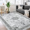 Washable Vintage Oriental Rug Non Slip Low Pile Rug Soft Throw Floor Cover Retro Medallion Foldable Indoor Carpet for Living Room Bedroom Playroom - 3 of 4