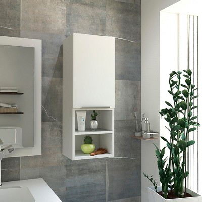 Vynxaria Bathroom Cabinet with Single Door, Two Interior Shelves, and Two External Shelves, Stylish and Functional in Black Finish