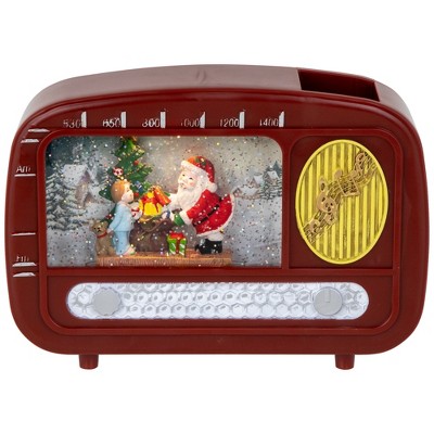 Santa Sighting Retro Radio LED Lighted Christmas Snow Globe