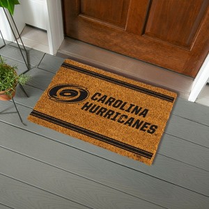 Evergreen Carolina Hurricanes Logo Turf Mat, Brown- 28 x 16 Inches Indoor Outdoor Doormat - 1 of 4