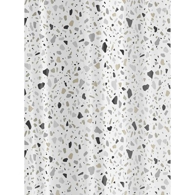 LunaLulinlk PEVA Shower Curtain with hooks, Black, White
