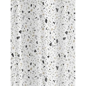 LunaLulinlk PEVA Shower Curtain with hooks, Black, White - 1 of 4