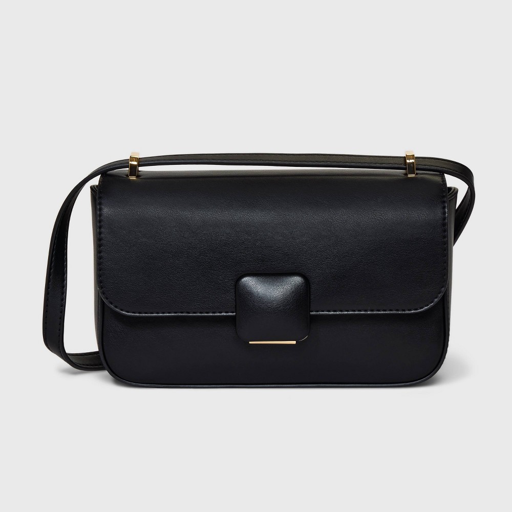 Photos - Travel Accessory Elongated Refined Crossbody Bag - A New Day™ Black