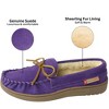 Alpine Swiss Sabine Womens Moccasin Slippers Genuine Suede House Shoe Memory Foam Insole Plush Faux Shearling Fur Indoor Outdoor Anti-Slip Rubber Sole - 3 of 4