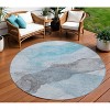 HomeRoots 8' Teal Blue And Gray Round Abstract Washable Indoor Outdoor Area Rug - 2 of 4