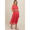 Pinkblush Red Floral Pleated Maternity Midi Dress - 3 of 4