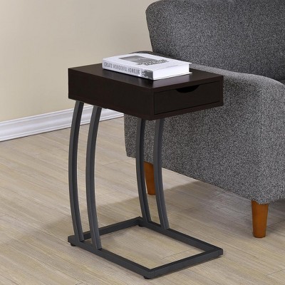 NicBex Modern Wood Texture Tray End Table with Black Metal Legs,Natural Side Table,Coffee Table for Bedroom,Living Room