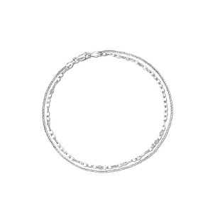 Ross-Simons Italian Sterling Silver Dual-Chain Draped Anklet Size 10 - 1 of 4