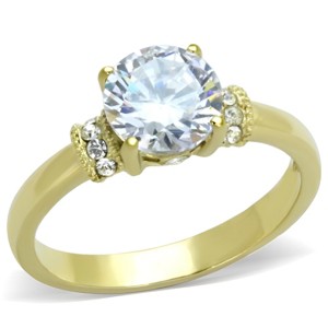 Slickblue Women’s Gold-Tone Halo Engagement Ring with 7mm Round CZ, 4-Prong Setting, Sizes 5-10 - 1 of 4
