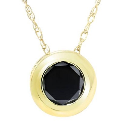 Pompeii3 1.10 CT Black Diamond Bezel Solitaire Pendant in 14K White or Yellow Gold