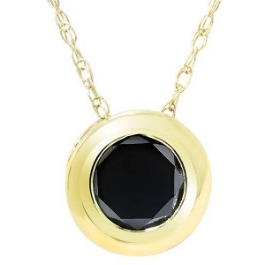 Pompeii3 1.10 CT Black Diamond Bezel Solitaire Pendant in 14K White or Yellow Gold - 1 of 3