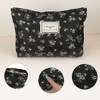 Unique Bargains Women's Portable Canvas Makeup Bag Black Pink 1 Pc - 3 of 4