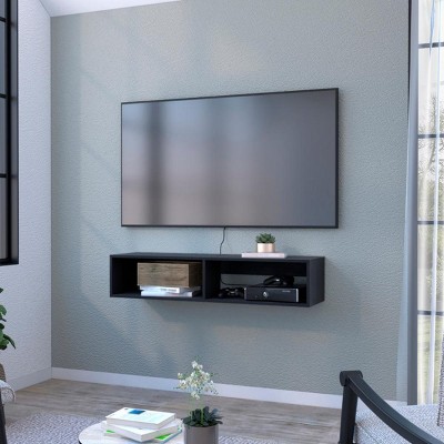INFURNIC TV Stands and Consoles Floating TV Stand with Spacious Shelves and Wall Mount Design for Living Room, Black, 12.6"*47.68"*9.96"