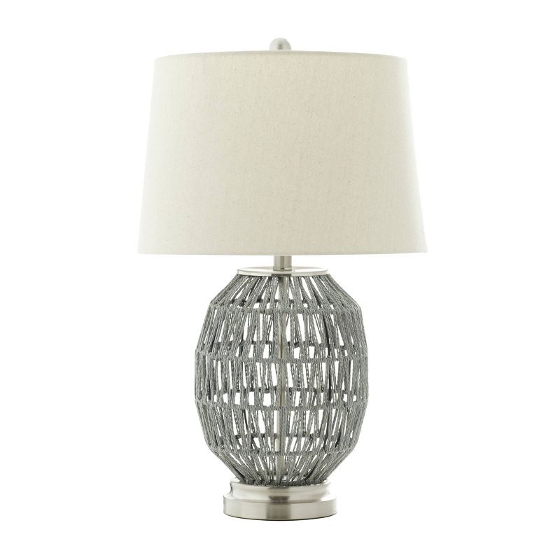 Cotton Table Lamp with Drum Shade Gray - Olivia &#38; May, 1 of 9