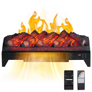 ROVSUN 26'' Electric Fireplace Insert with Remote & WiFi Control, Faux Fireplace Logs with Timer, Overheat Protection, 6 Flame and 5 Brightness, 1400W - 1 of 4
