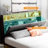 COMHOMA Metal Bed Frame with 2 Storage Drawers,  Power Outlets, 2-Tier Storage Headboard, LED Lighting - 3 of 4