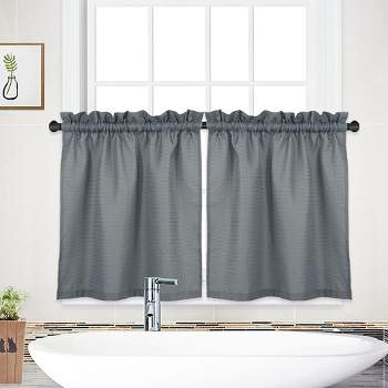 Waffle Weave Textured Solid Curtains for Bathroom Kitchen Cafe
