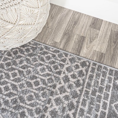Arta Gray and Cream Geometric Flat Woven Area Rug