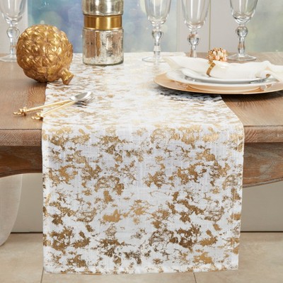 Gold Foil Print Polyester Table Runner, 15" x 90"