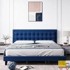Jojoka King Size Upholstered Platform Bed Frame with Tufted Linen Headboard, Wood Slat Support, No Box Spring Needed, Noise-Free & Easy Assembly - 3 of 4