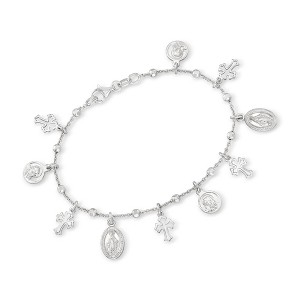 Ross-Simons Italian Sterling Silver Religious Charm Bracelet. 7 inches - 1 of 4