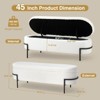 Upholstered Boucle Storage Ottoman Bench, Faux Shearling Oval Ottoman for Living Room Bedroom - 2 of 4