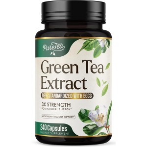 Green Tea Extract, Natural Fat Burn & Weight Loss Supplement 1000mg EGCG Capsule - 240 Capsules By PureTea - 1 of 4