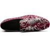 Santimon Mens Loafers Velvet Sequins Embroidered Dress Shoes Red - 3 of 4