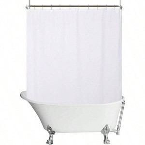 Waterproof Fabric Clawfoot Tub Shower Curtain 180x 70 Inch All Wrap Around Washable Breathable White 36 Hooks Included - 1 of 3