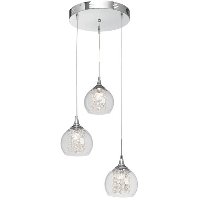 Possini Euro Design Layne Brushed Nickel Pendant Light 19 1/4 Wide Modern  Organza Outer Glass Inner Drum Shade For Dining Room House Kitchen Island :  Target