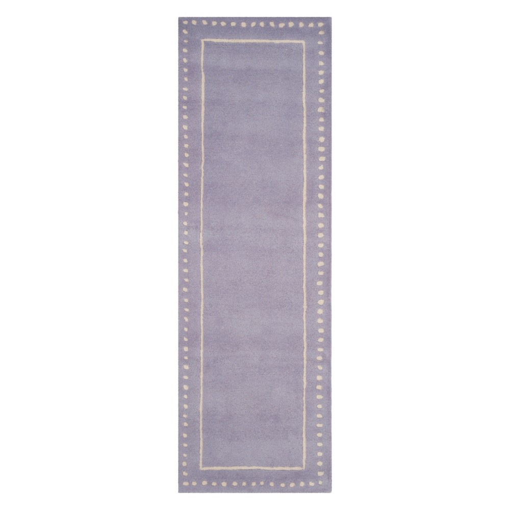 2'3inx7' Runner Solid Lavander/Ivory - Safavieh