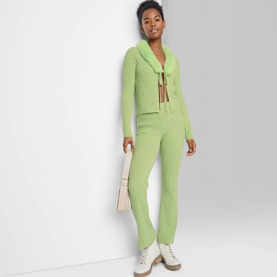 Women's High-Rise Ribbed Sweater Flare Pants - Wild Fable™