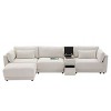 YOOCOZZ 4-Seat Chenille Sectional L-shaped Sofa with Storage Console, USB and Movable Ottoman, 124” - 2 of 4