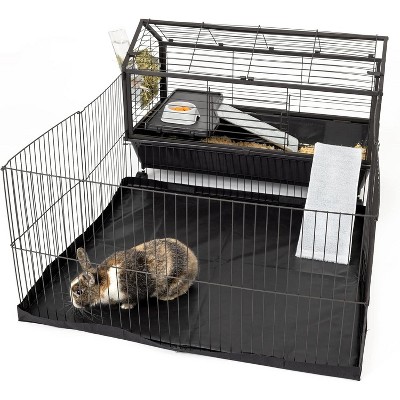 Midlee Small Animal Guinea Pig House and Habitat Canvas Bottom Water Bottle Feeder with Playpen