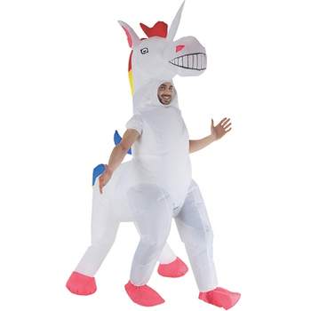 Studio Halloween Adult Inflatable Unicorn Costume - One Size Fits Most - White