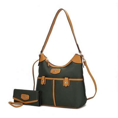 MKF Collection Harper Nylon Shoulder Hobo Bag with Matching Wallet by Mia K