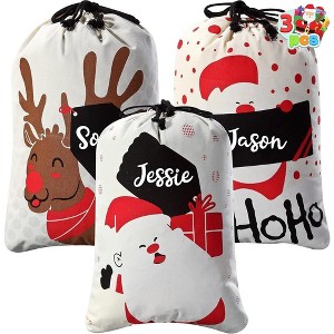JOYFY 3pcs 26" Christmas Burlap Gift Bags for Christmas Gift Party Gift Package - 1 of 4