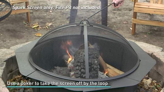 Sunnydaze Outdoor Heavy-Duty Steel Mesh Round Camp Fire Pit Spark Screen Lid with Handle - Black, 2 of 8, play video