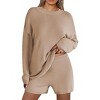Ekouaer Pajamas Womens 2 Piece Lounge Set Cozy Knit Long Sleeve Sweater Shorts Set Oversized Matching Outfits - 4 of 4
