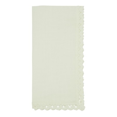 Saro Lifestyle Table Napkins with Lace Border Design (Set of 4)