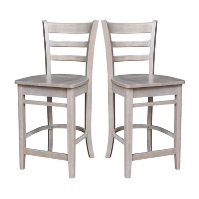 Emily 41" Gray Solid Wood Counter Height Barstool