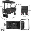 Naysaye Planters Folding Wagon Cart Telescopic Handle Foot Brakes Adjustable for Outdoor Garden Beach, Black, 31.89"*24.29"*50.39" - 3 of 4