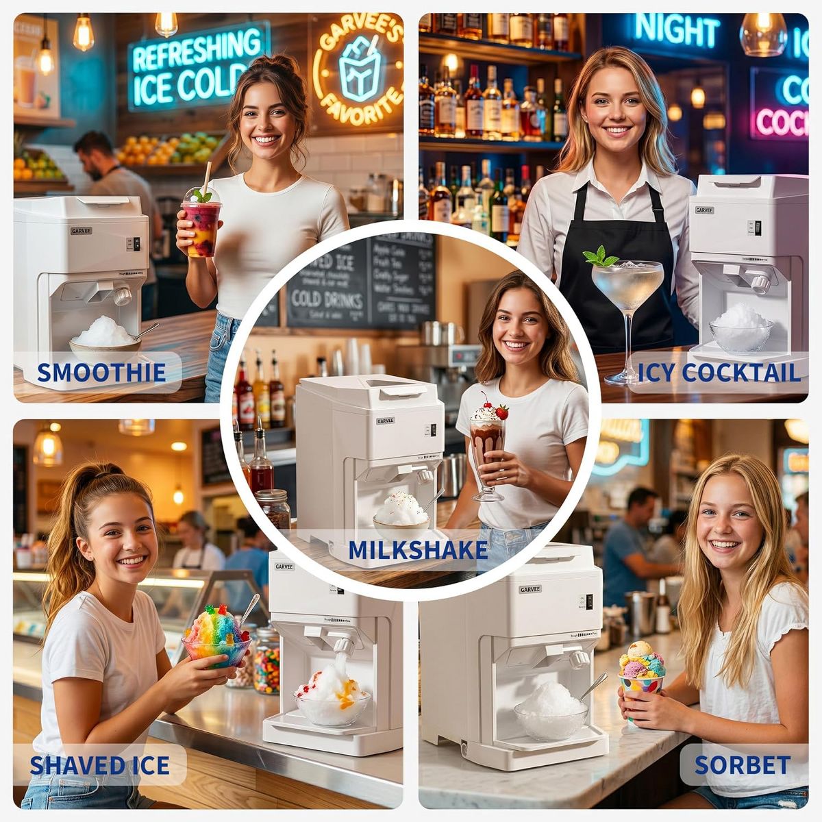 Garvee Tabletop Ice Crusher, High Efficiency 320RPM Shaved Ice Maker with Stainless Steel Blade, Ideal for Parties and Snack Bars - thumbnail 2