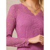 INSPIRE CHIC Women's Floral Lace V Neck Long Sleeve Cocktail Wedding Bodycon Dress - 4 of 4