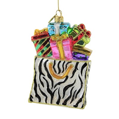 Huras 5.5" Zebra Shopping Tote & Gifts Ornament Presents Christmas  -  Tree Ornaments