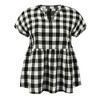 Women's Plus Size 1950s Plaid Gingham Raglan Sleeve Notch Neck Casual Summer Babydoll Blouses - GRACE & GRANDEUR - 4 of 4