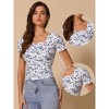 INSPIRE CHIC Women's Ruched Front Short Sleeve Floral Cropped Tops - 2 of 4