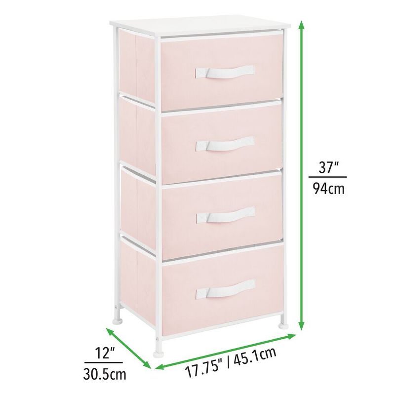 mDesign Tall Dresser Storage Tower Stand with 4 Fabric Drawers, 3 of 8