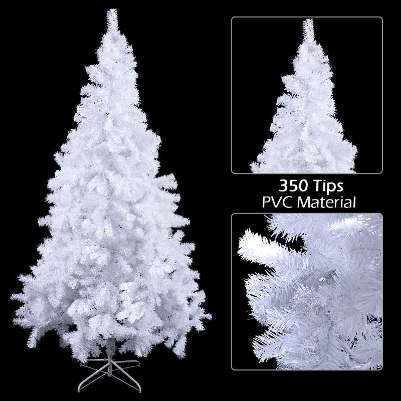 Costway 5Ft Christmas Tree Artificial PVC W/Stand Indoor Outdoor Decoration White, 4 of 9