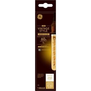 GE 60W Vintage Style T9 LED Tube Light Bulb Amber Glass - 1 of 4